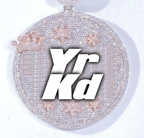 CUSTOM LETTER NECKLACE 3D BIG CROWN DISC