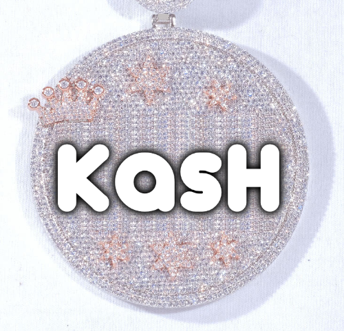 CUSTOM LETTER NECKLACE 3D BIG CROWN DISC