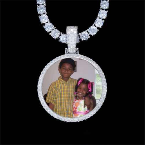 925S & VVS Moissanite 3D Circle Custom Picture Pendant