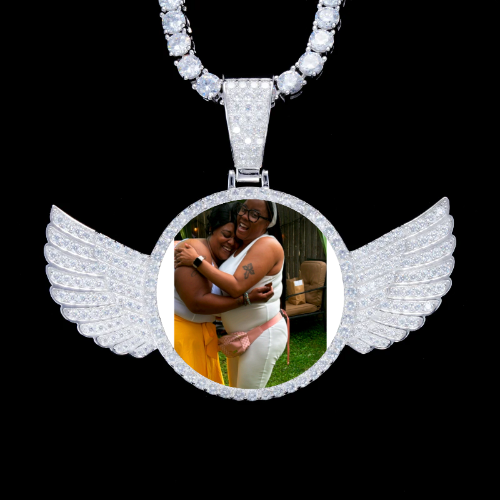 925S & VVS Moissanite 3D Wing Custom Picture Pendant