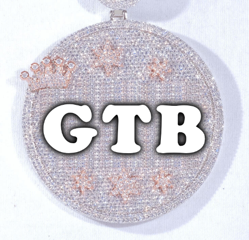 CUSTOM LETTER NECKLACE 3D BIG CROWN DISC