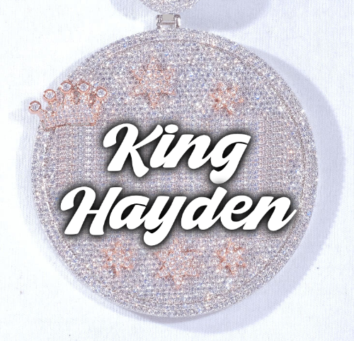 CUSTOM LETTER NECKLACE 3D BIG CROWN DISC