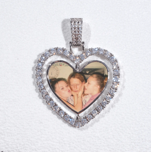 3D Spinning 2-Faced Heart Custom Picture Pendant