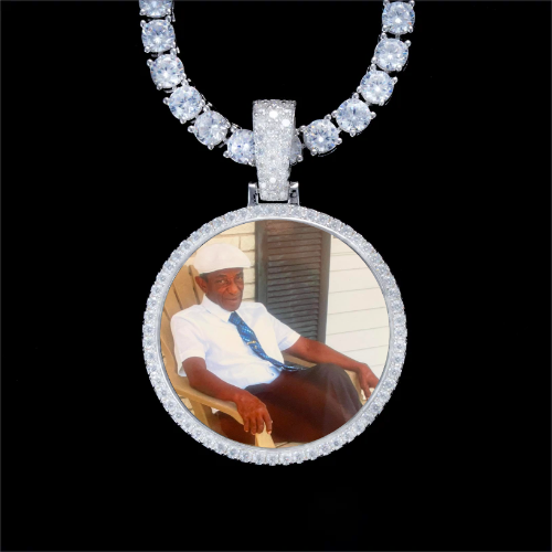 925S & VVS Moissanite 3D Circle Custom Picture Pendant