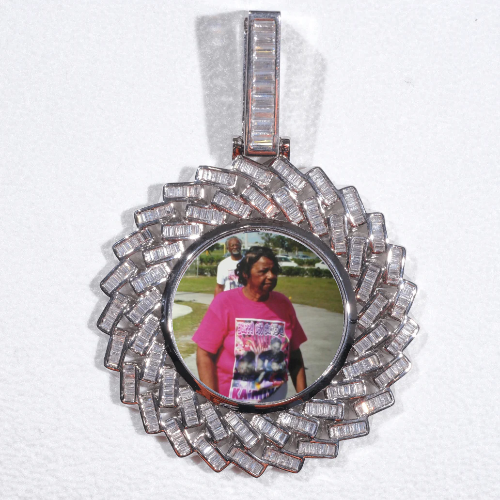 Large 3D Baguette Custom Picture Pendant