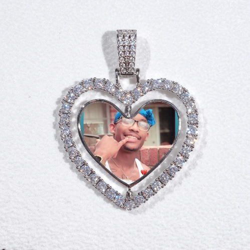 3D Spinning 2-Faced Heart Custom Picture Pendant