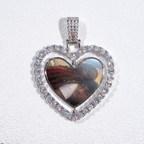 3D Spinning 2-Faced Heart Custom Picture Pendant