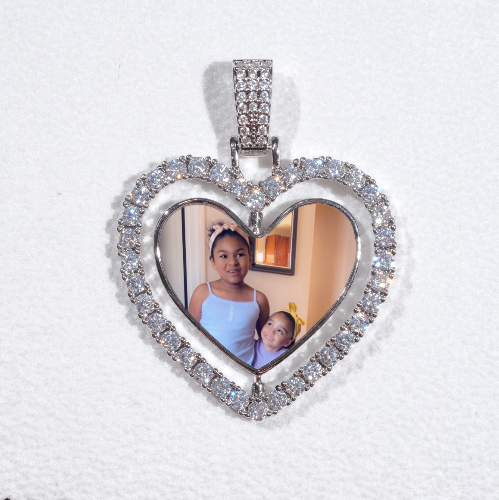 3D Spinning 2-Faced Heart Custom Picture Pendant