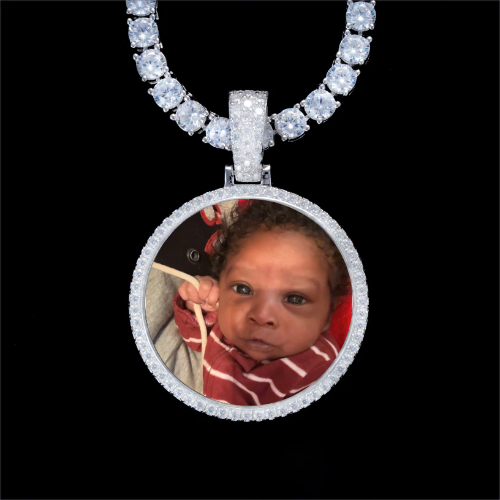 925S & VVS Moissanite 3D Circle Custom Picture Pendant