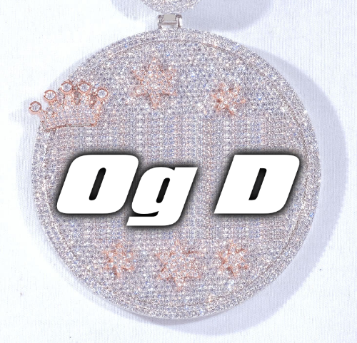 CUSTOM LETTER NECKLACE 3D BIG CROWN DISC