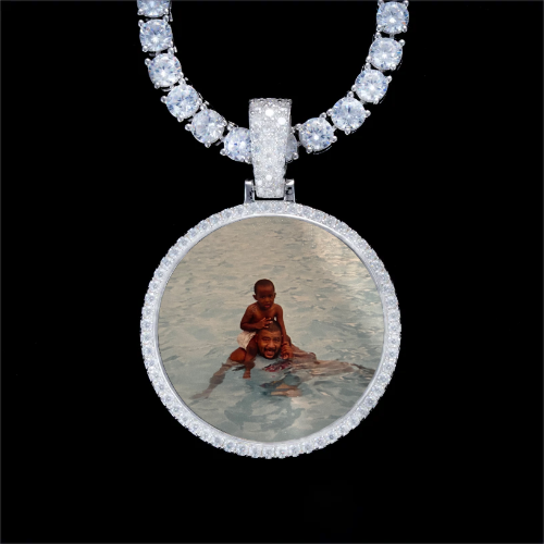 925S & VVS Moissanite 3D Circle Custom Picture Pendant