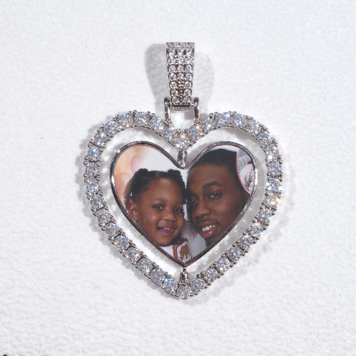 3D Spinning 2-Faced Heart Custom Picture Pendant