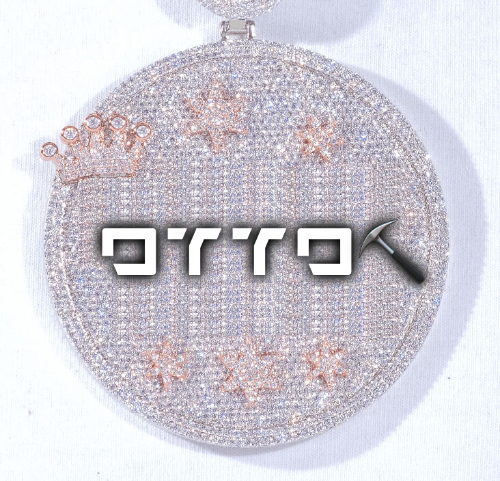 CUSTOM LETTER NECKLACE 3D BIG CROWN DISC