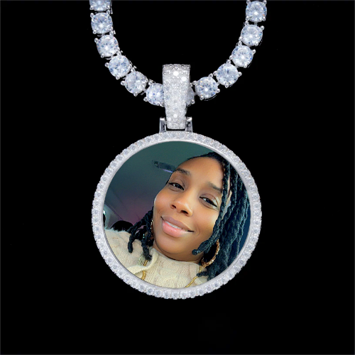 925S & VVS Moissanite 3D Circle Custom Picture Pendant