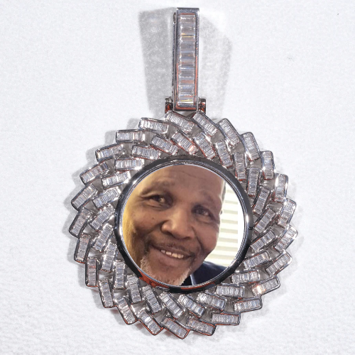 Large 3D Baguette Custom Picture Pendant
