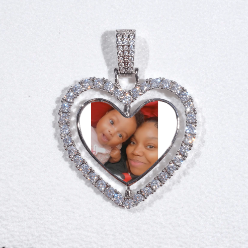 3D Spinning 2-Faced Heart Custom Picture Pendant