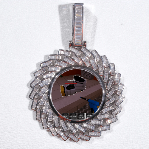 Large 3D Baguette Custom Picture Pendant