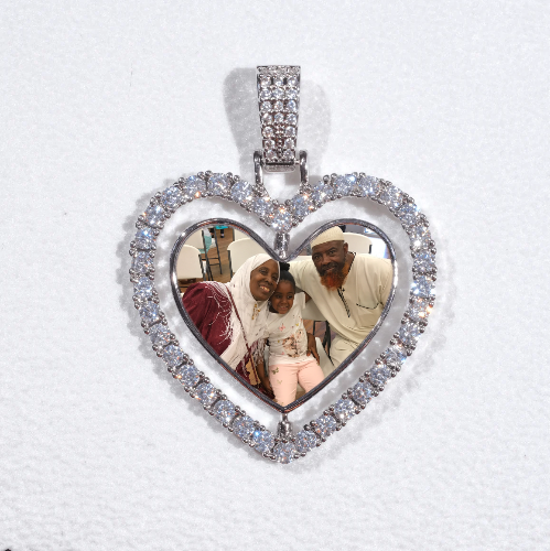3D Spinning 2-Faced Heart Custom Picture Pendant