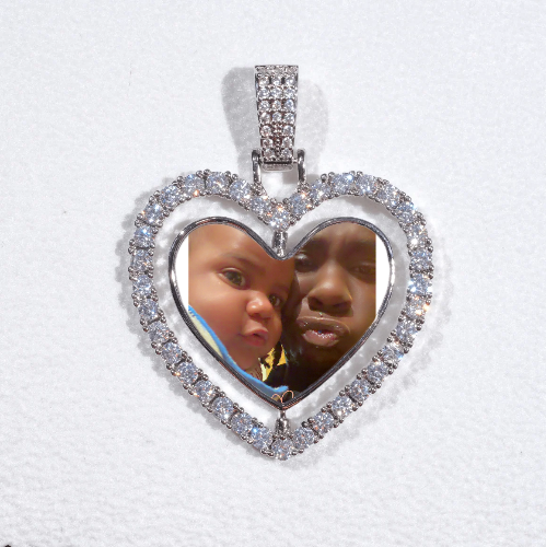 3D Spinning 2-Faced Heart Custom Picture Pendant