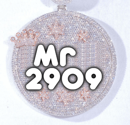 CUSTOM LETTER NECKLACE 3D BIG CROWN DISC