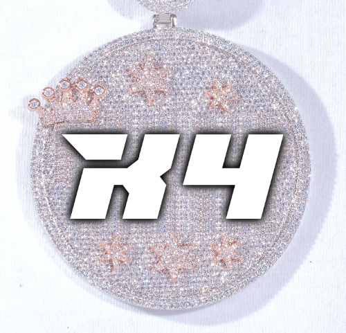 CUSTOM LETTER NECKLACE 3D BIG CROWN DISC
