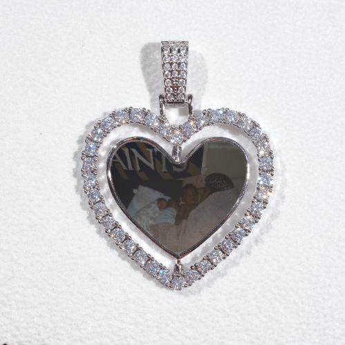 3D Spinning 2-Faced Heart Custom Picture Pendant