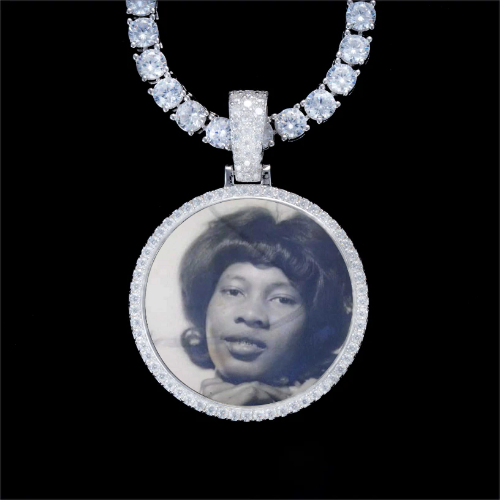 925S & VVS Moissanite 3D Circle Custom Picture Pendant