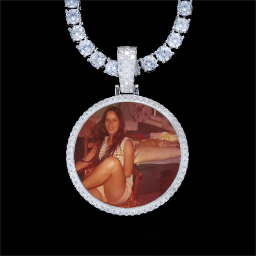 925S & VVS Moissanite 3D Circle Custom Picture Pendant