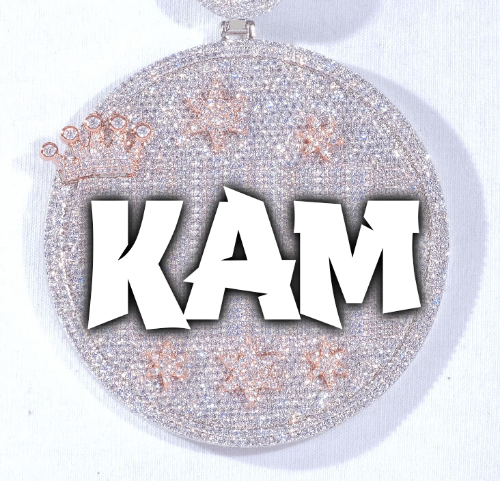 CUSTOM LETTER NECKLACE 3D BIG CROWN DISC