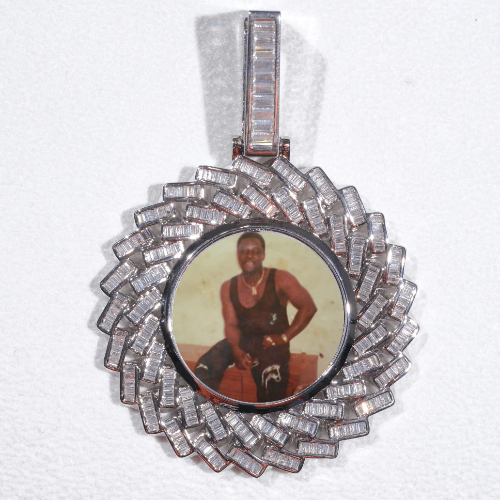 Large 3D Baguette Custom Picture Pendant