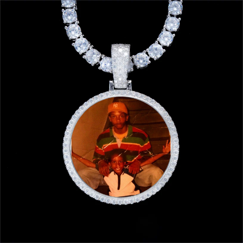 925S & VVS Moissanite 3D Circle Custom Picture Pendant