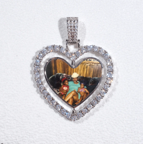 3D Spinning 2-Faced Heart Custom Picture Pendant