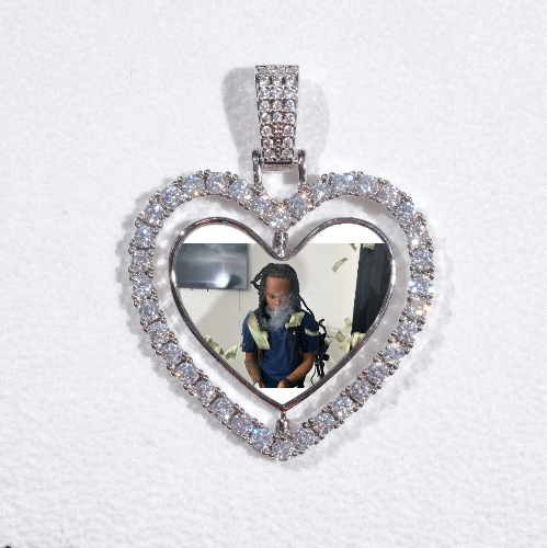3D Spinning 2-Faced Heart Custom Picture Pendant