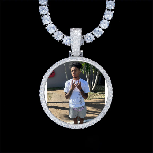 925S & VVS Moissanite 3D Circle Custom Picture Pendant