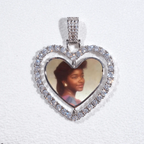 3D Spinning 2-Faced Heart Custom Picture Pendant