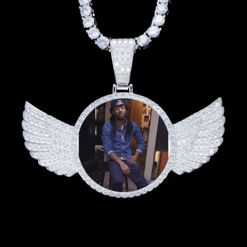 925S & VVS Moissanite 3D Wing Custom Picture Pendant