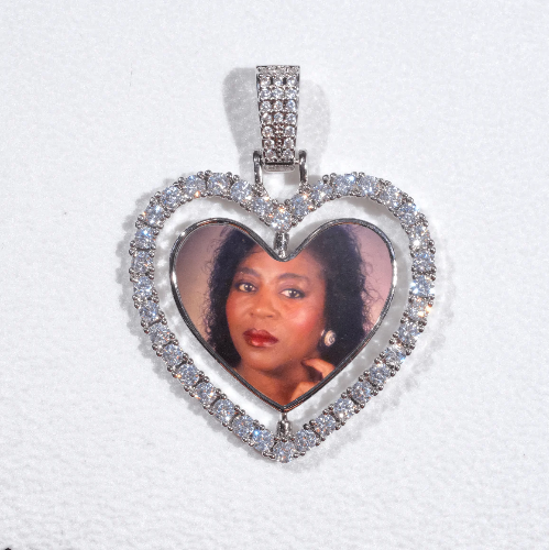 3D Spinning 2-Faced Heart Custom Picture Pendant