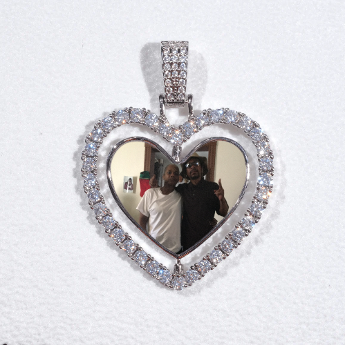 3D Spinning 2-Faced Heart Custom Picture Pendant