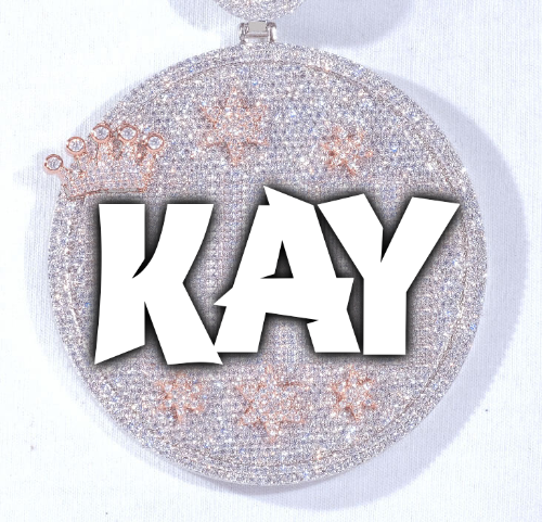 CUSTOM LETTER NECKLACE 3D BIG CROWN DISC