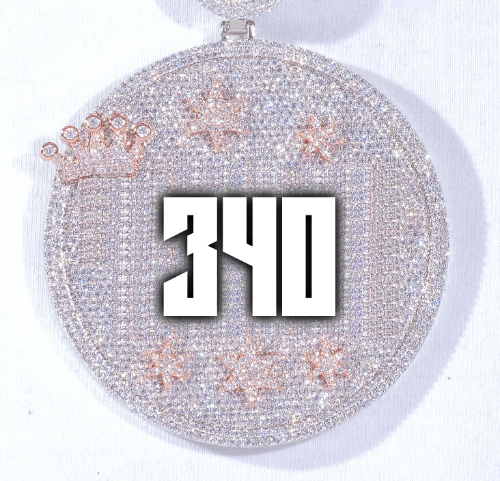 CUSTOM LETTER NECKLACE 3D BIG CROWN DISC