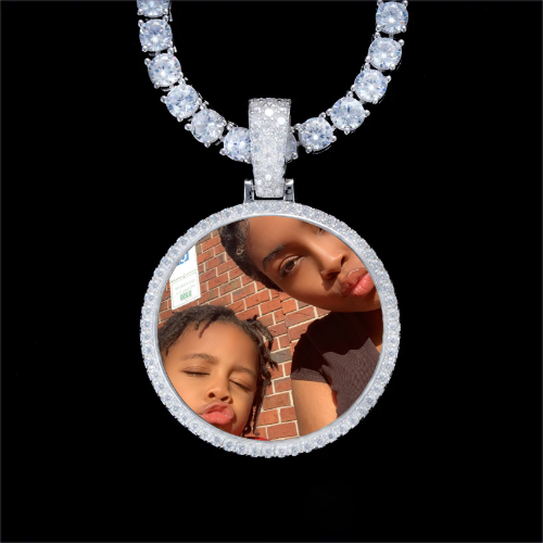 925S & VVS Moissanite 3D Circle Custom Picture Pendant