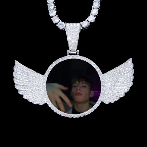 925S & VVS Moissanite 3D Wing Custom Picture Pendant