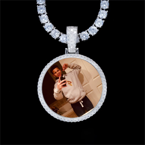 925S & VVS Moissanite 3D Circle Custom Picture Pendant