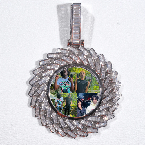 Large 3D Baguette Custom Picture Pendant