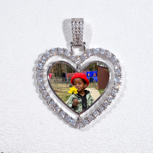 3D Spinning 2-Faced Heart Custom Picture Pendant