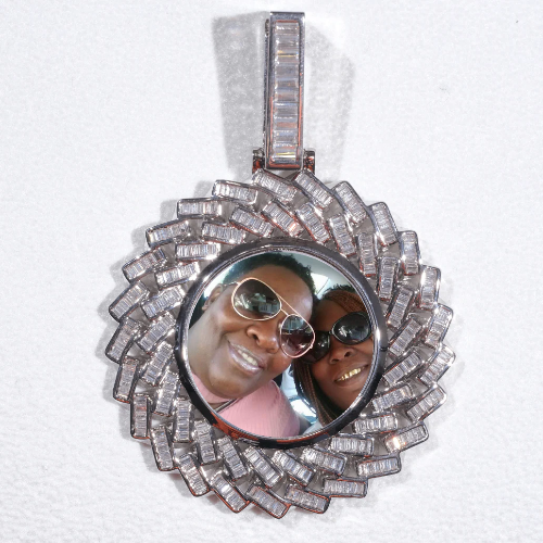 Large 3D Baguette Custom Picture Pendant