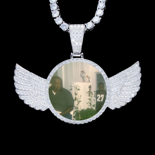 925S & VVS Moissanite 3D Wing Custom Picture Pendant