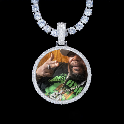 925S & VVS Moissanite 3D Circle Custom Picture Pendant