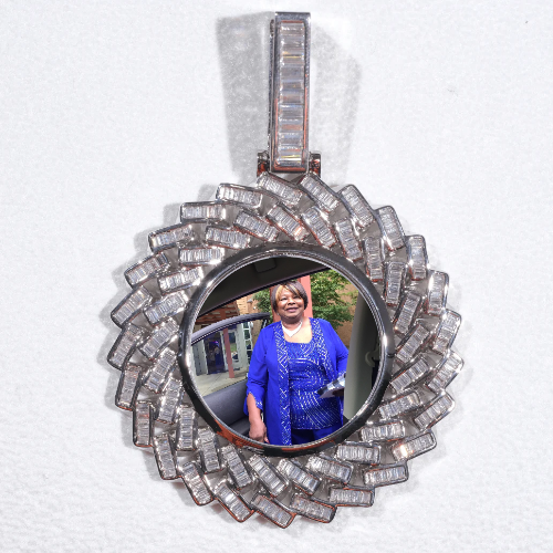 Large 3D Baguette Custom Picture Pendant
