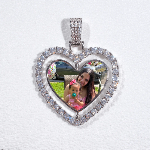3D Spinning 2-Faced Heart Custom Picture Pendant